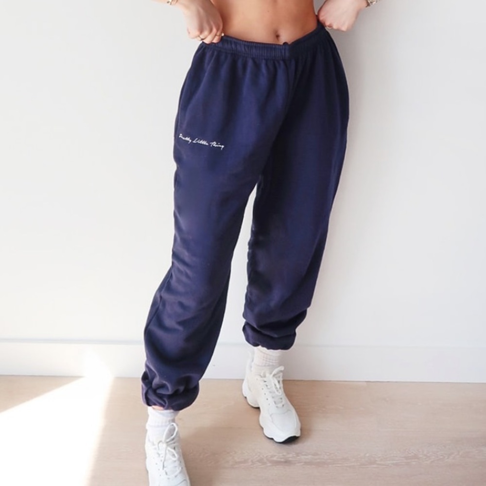 NWT Prettylittlething Navy Embroidered Joggers